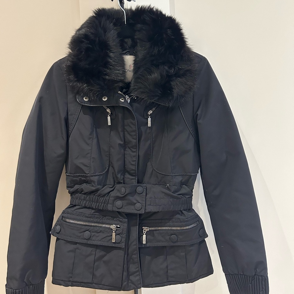 Moncler Women's Black Fur-Trimmed Jacket